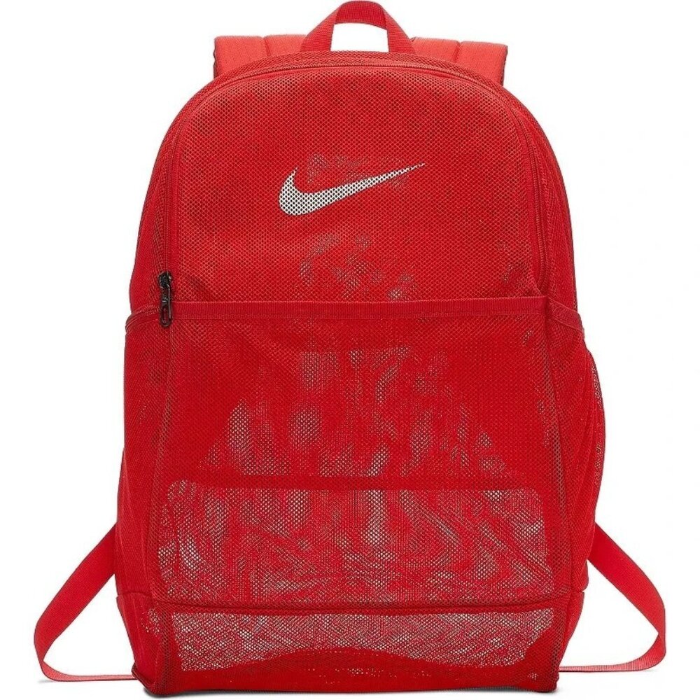 Nike Brasilia Mesh Backpack Training Gym Bag 26L Red New BA6050-657